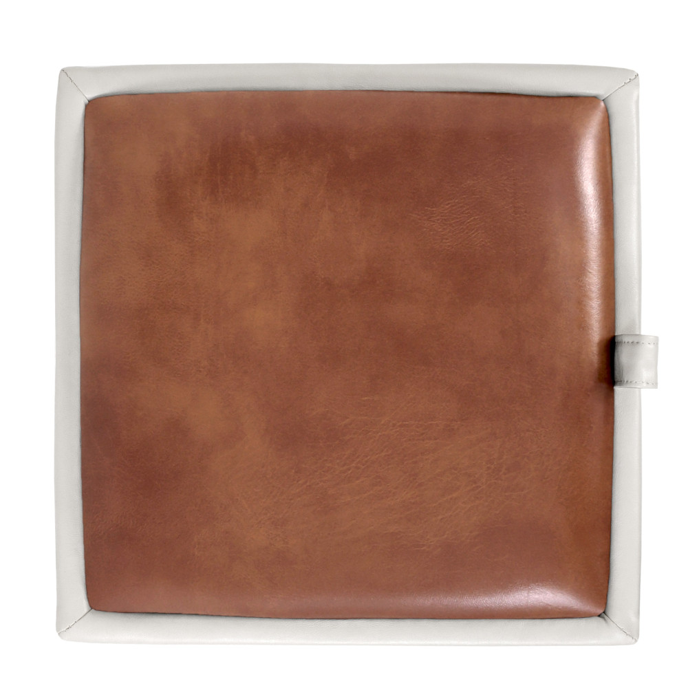 Taburet Box - imitatie piele alb/coniac - 21894/8070 Taburet Box - imitatie piele alb/coniac - 21894/8070