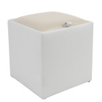 Taburet Box - imitatie piele alb/crem - 21894/21834