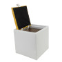 Taburet Box - imitatie piele alb/galben - 21894/22168 Taburet Box - imitatie piele alb/galben - 21894/22168