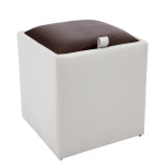 Taburet Box - imitatie piele alb/maro - 21894/15611