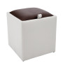 Taburet Box - imitatie piele alb/maro - 21894/15611 Taburet Box - imitatie piele alb/maro - 21894/15611