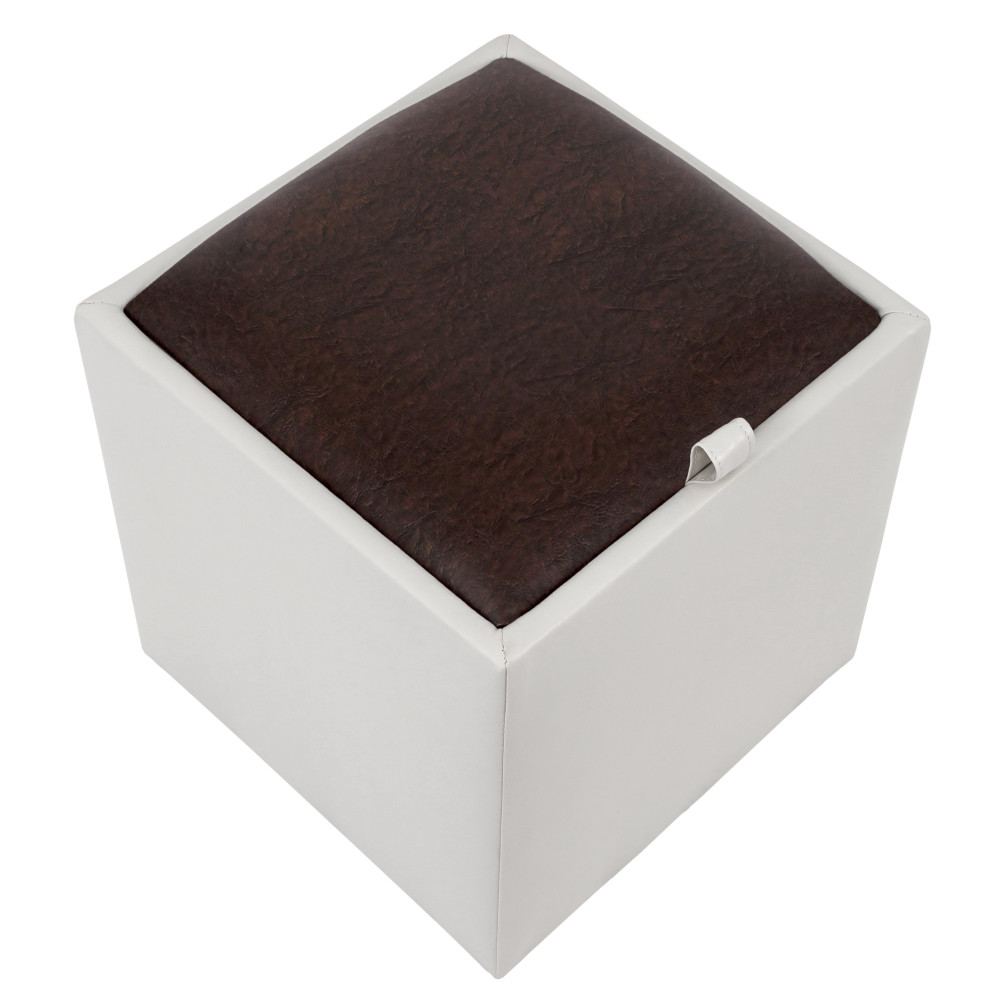 Taburet Box - imitatie piele alb/maro - 21894/15611 Taburet Box - imitatie piele alb/maro - 21894/15611