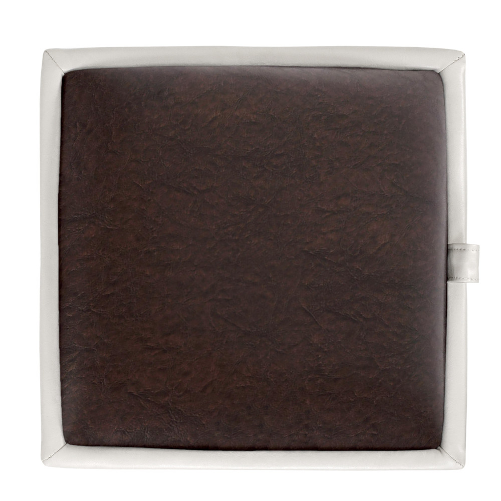 Taburet Box - imitatie piele alb/maro - 21894/15611 Taburet Box - imitatie piele alb/maro - 21894/15611