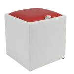 Taburet Box - imitatie piele alb/rosu - 21894/21900