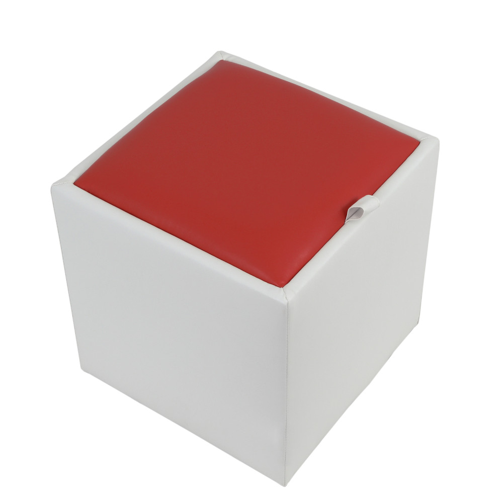 Taburet Box - imitatie piele alb/rosu - 21894/21900 Taburet Box - imitatie piele alb/rosu - 21894/21900