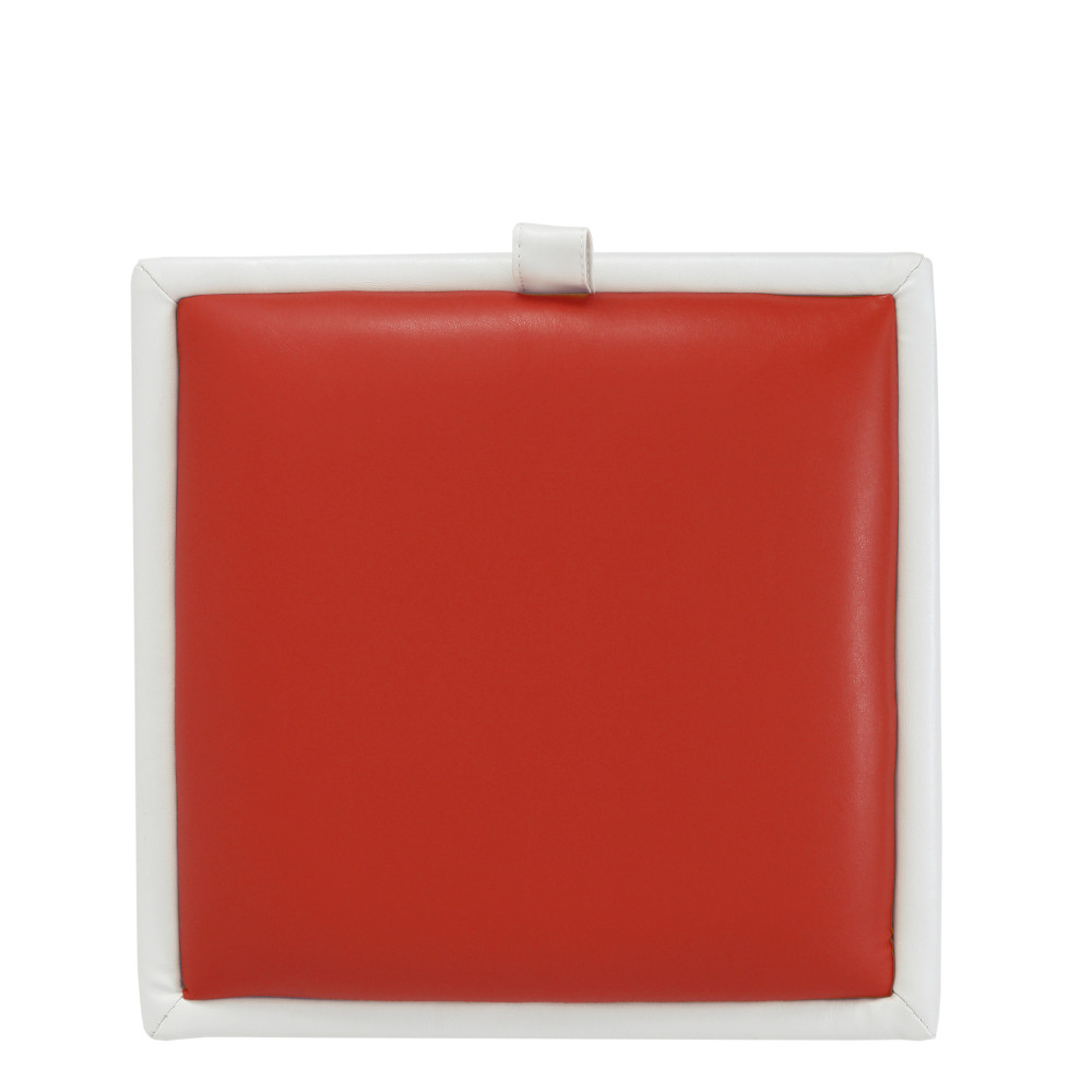 Taburet Box - imitatie piele alb/rosu - 21894/21900 Taburet Box - imitatie piele alb/rosu - 21894/21900