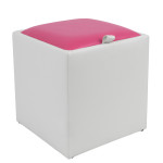 Taburet Box - imitatie piele alb/roz - 21894/21896