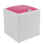 Taburet Box - imitatie piele alb/roz - 21894/21896 Taburet Box - imitatie piele alb/roz - 21894/21896