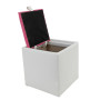 Taburet Box - imitatie piele alb/roz - 21894/21896 Taburet Box - imitatie piele alb/roz - 21894/21896