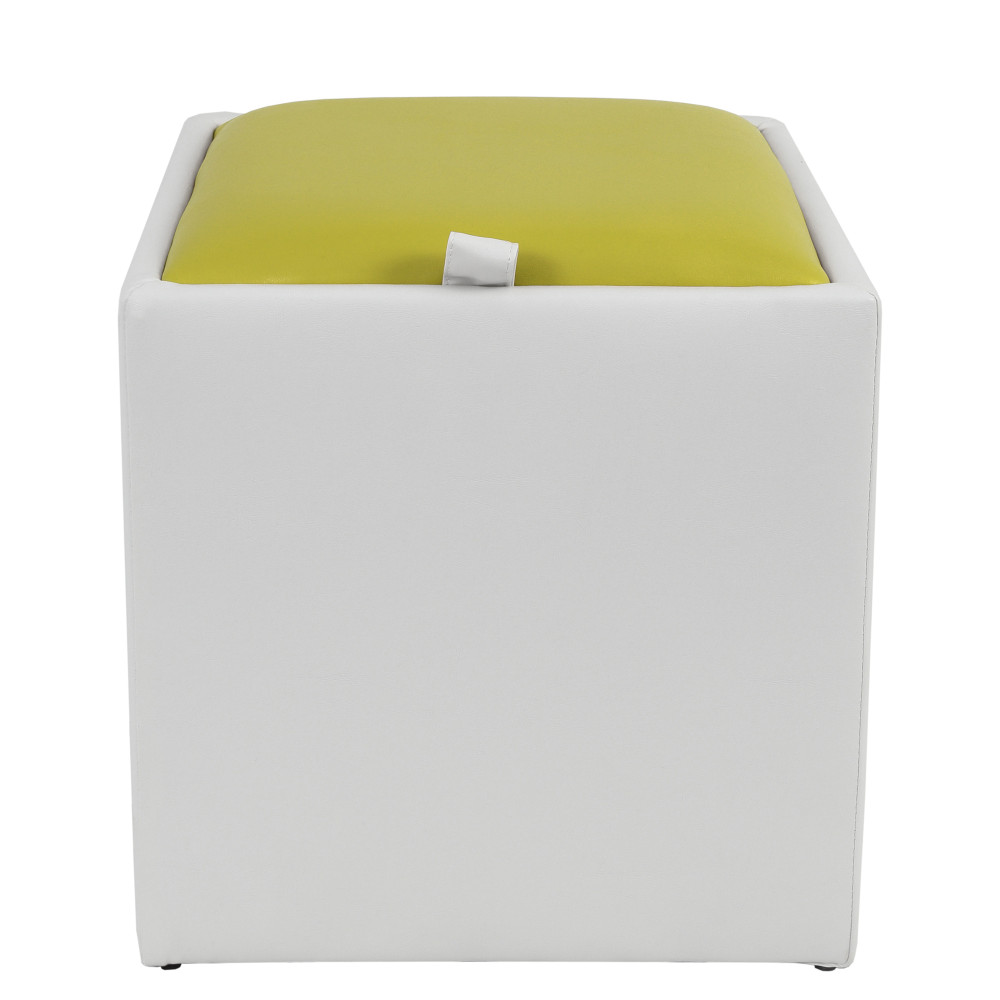 Taburet Box - imitatie piele alb/verde - 21894/21899 Taburet Box - imitatie piele alb/verde - 21894/21899