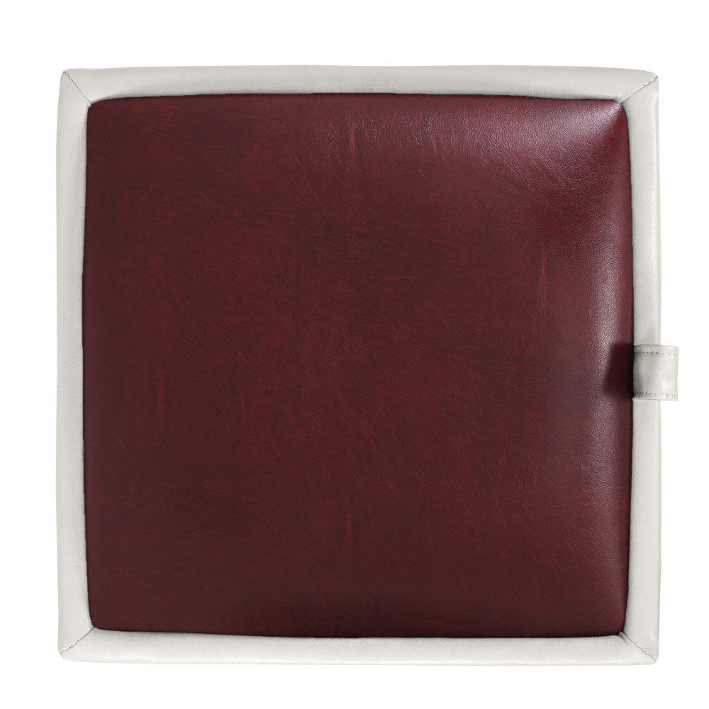 Taburet Box - imitatie piele alb/bordo - 21894/21902 Taburet Box - imitatie piele alb/bordo - 21894/21902