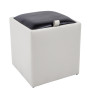 Taburet Box - imitatie piele alb/wenge - 21894/21835 Taburet Box - imitatie piele alb/wenge - 21894/21835