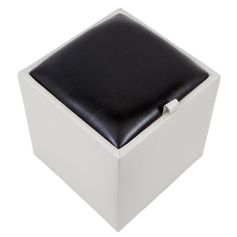Taburet Box - imitatie piele alb/wenge - 21894/21835 Taburet Box - imitatie piele alb/wenge - 21894/21835