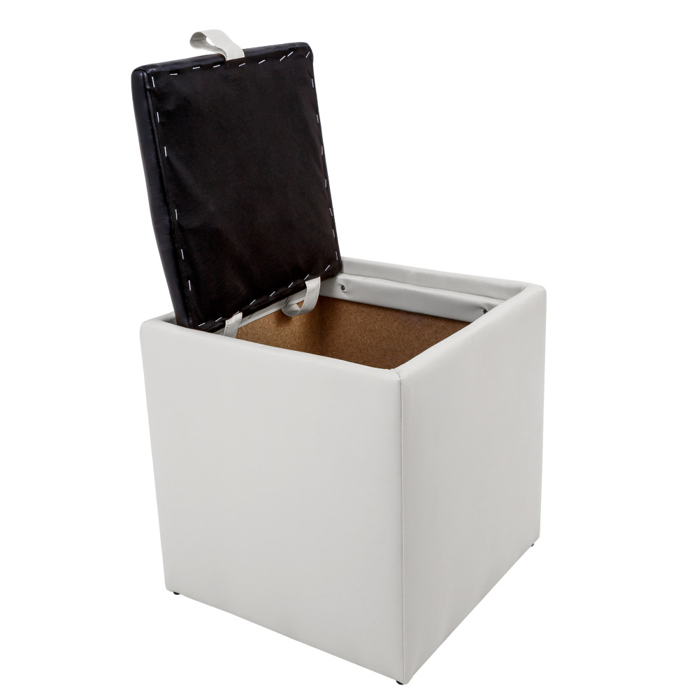 Taburet Box - imitatie piele alb/wenge - 21894/21835 Taburet Box - imitatie piele alb/wenge - 21894/21835