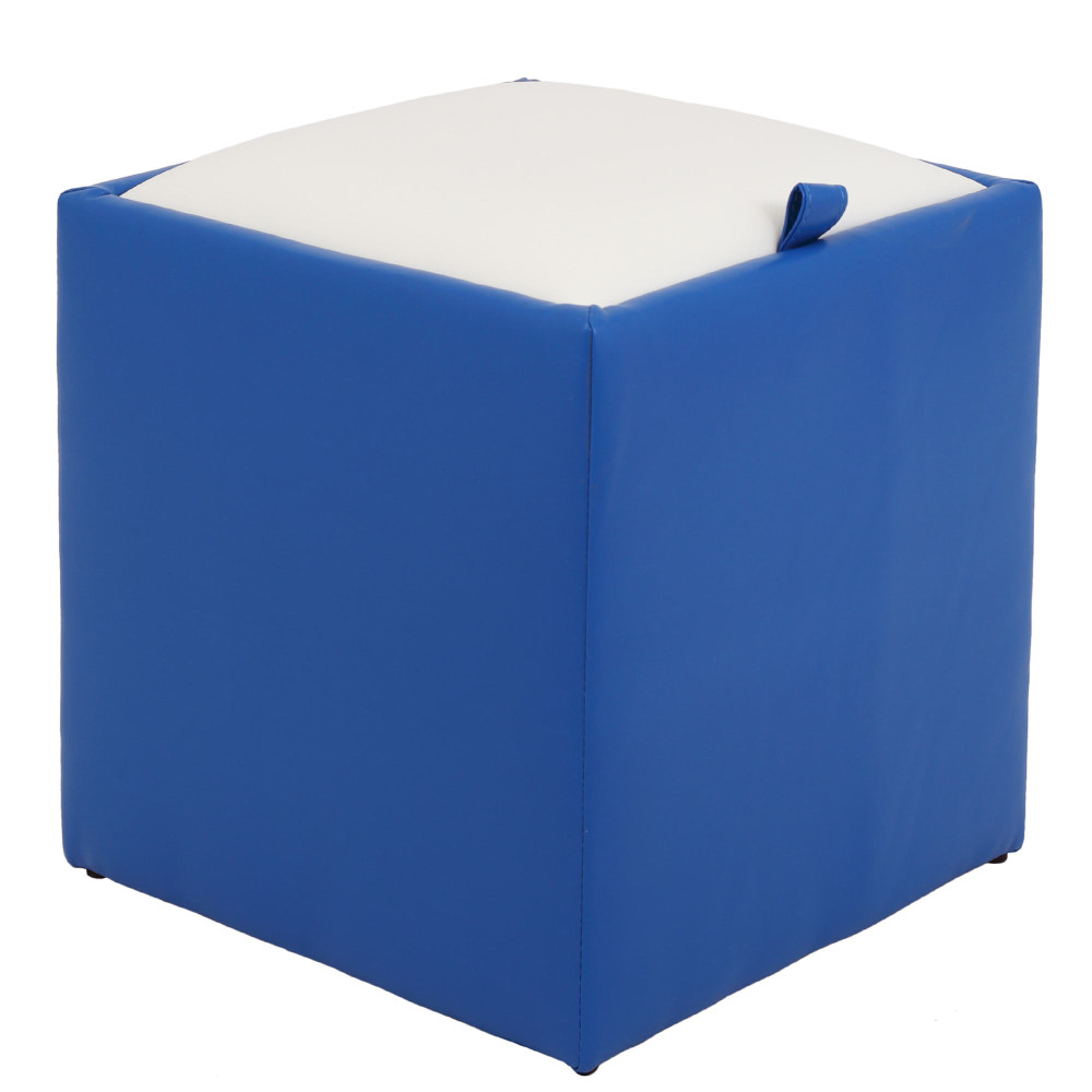 Taburet Box - imitatie piele albastru/alb - 21898/21894 Taburet Box - imitatie piele albastru/alb - 21898/21894