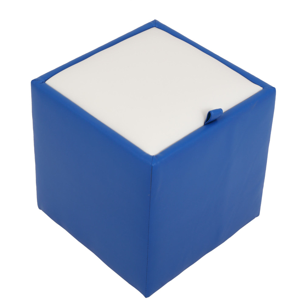 Taburet Box - imitatie piele albastru/alb - 21898/21894 Taburet Box - imitatie piele albastru/alb - 21898/21894