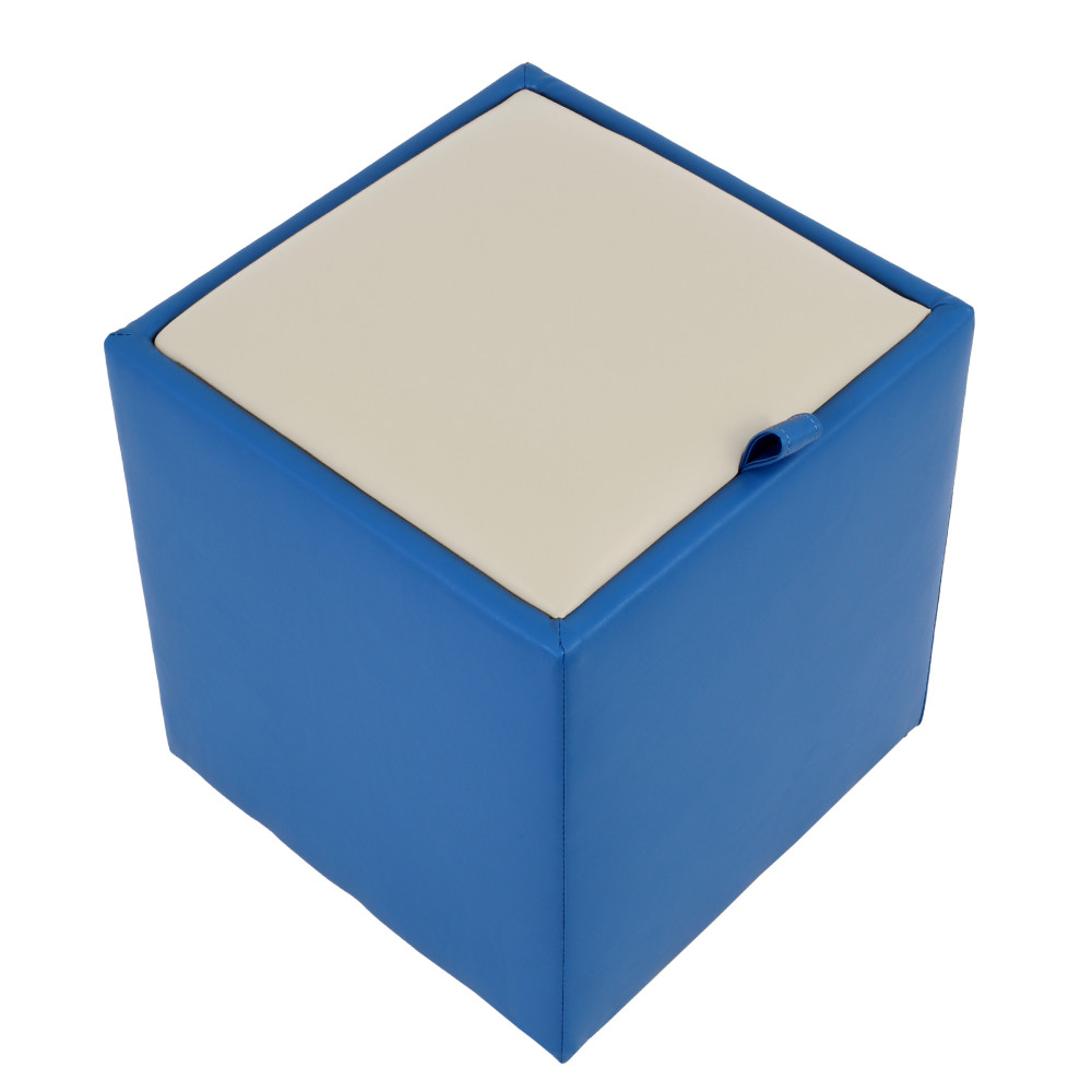 Taburet Box - imitatie piele albastru/crem - 21898/21834 Taburet Box - imitatie piele albastru/crem - 21898/21834
