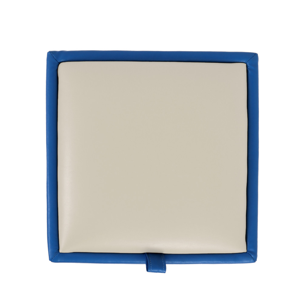 Taburet Box - imitatie piele albastru/crem - 21898/21834 Taburet Box - imitatie piele albastru/crem - 21898/21834