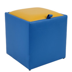 Taburet Box - imitatie piele albastru/galben - 21898/22168 Taburet Box - imitatie piele albastru/galben - 21898/22168