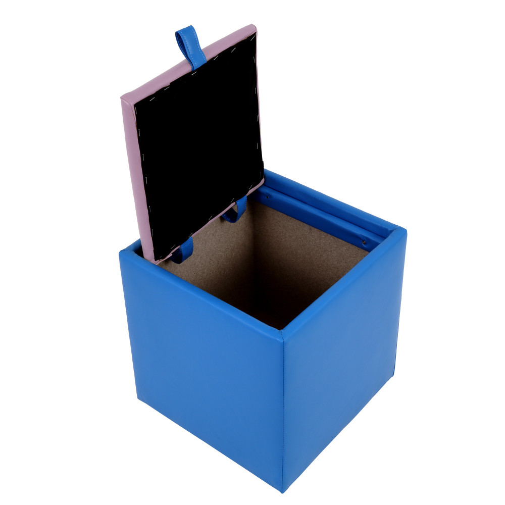 Taburet Box - imitatie piele albastru/mov - 21898/21897 Taburet Box - imitatie piele albastru/mov - 21898/21897