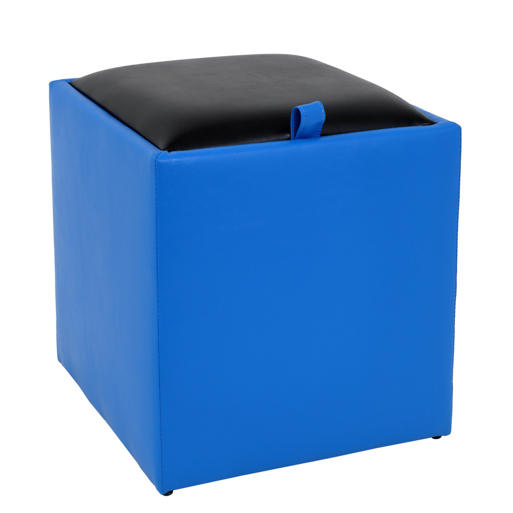 Taburet Box - imitatie piele albastru/negru - 21898/21901 Taburet Box - imitatie piele albastru/negru - 21898/21901