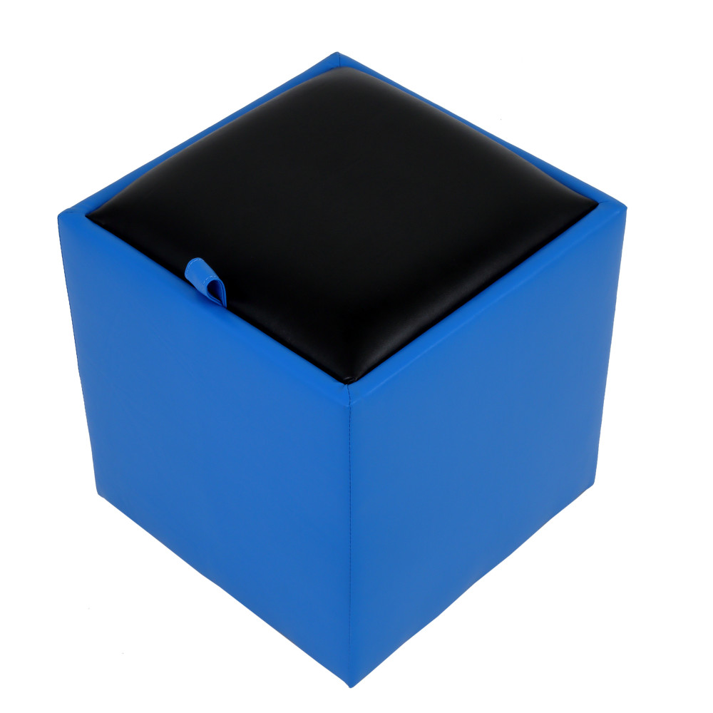 Taburet Box - imitatie piele albastru/negru - 21898/21901 Taburet Box - imitatie piele albastru/negru - 21898/21901