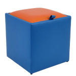 Taburet Box - imitatie piele albastru/portocaliu - 21898/21895