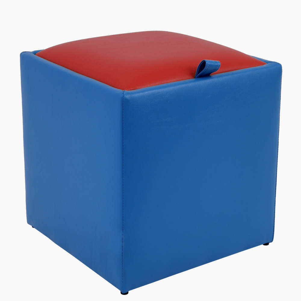 Taburet Box - imitatie piele albastru/rosu - 21898/21900 Taburet Box - imitatie piele albastru/rosu - 21898/21900