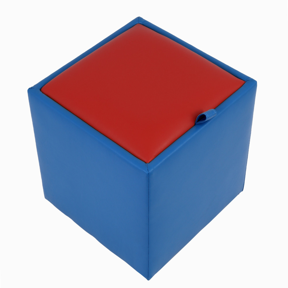 Taburet Box - imitatie piele albastru/rosu - 21898/21900 Taburet Box - imitatie piele albastru/rosu - 21898/21900