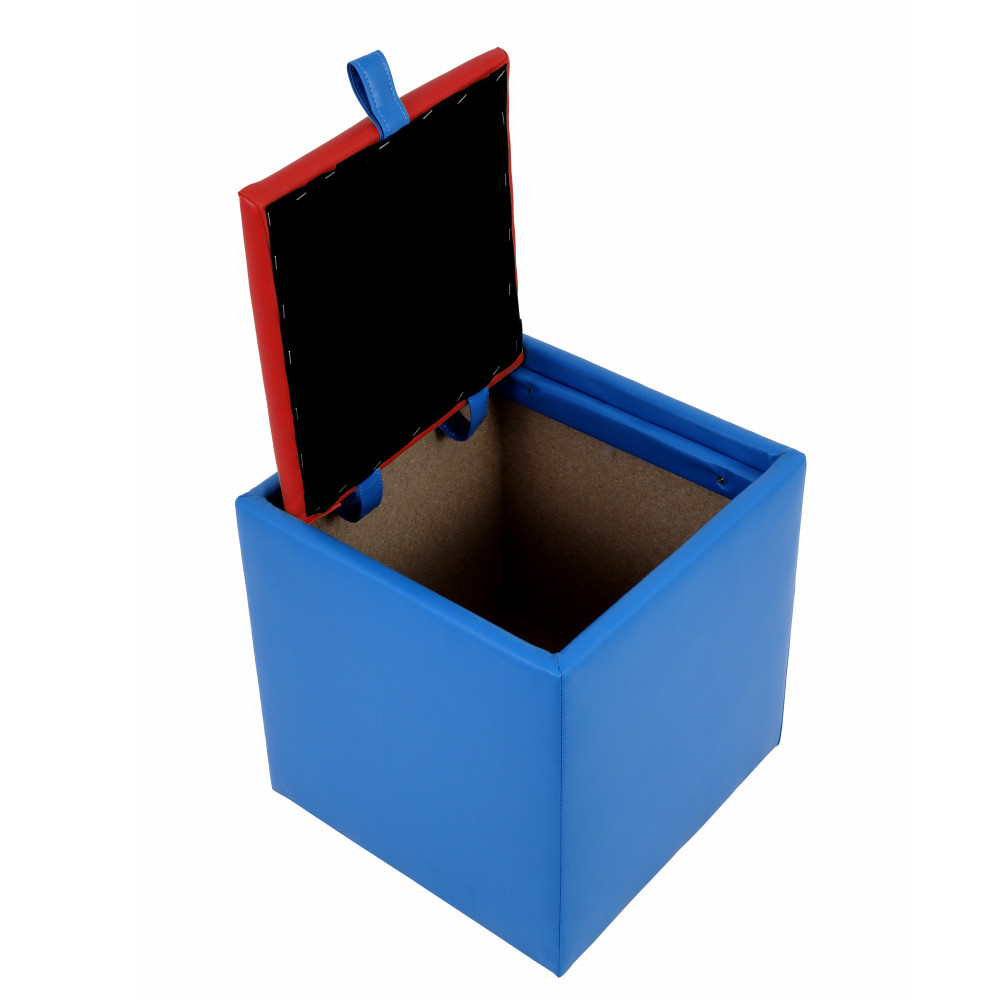 Taburet Box - imitatie piele albastru/rosu - 21898/21900 Taburet Box - imitatie piele albastru/rosu - 21898/21900