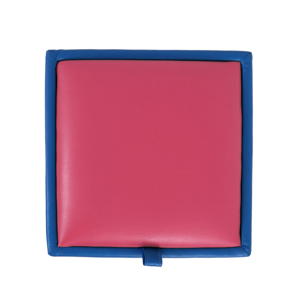 Taburet Box - imitatie piele albastru/roz - 21898/21896 Taburet Box - imitatie piele albastru/roz - 21898/21896