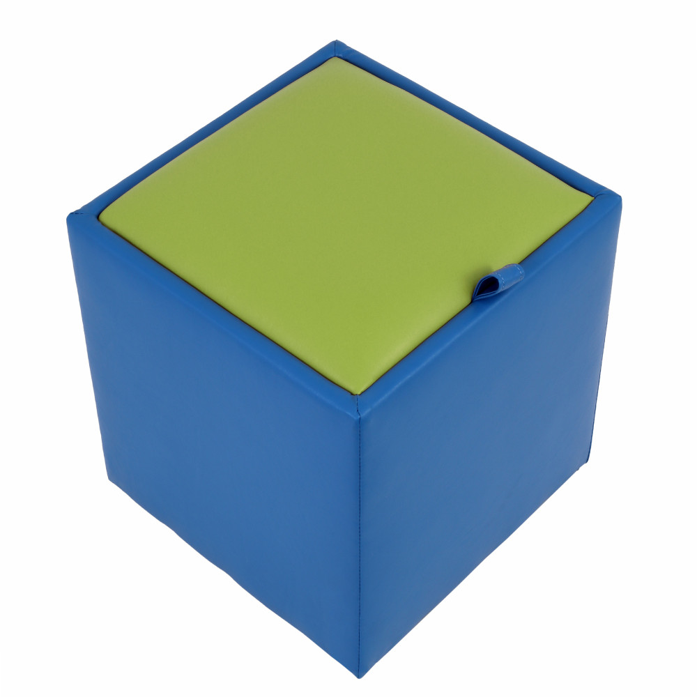 Taburet Box - imitatie piele albastru/verde - 21898/21899 Taburet Box - imitatie piele albastru/verde - 21898/21899