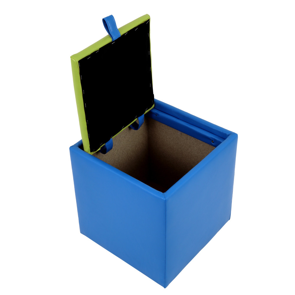 Taburet Box - imitatie piele albastru/verde - 21898/21899 Taburet Box - imitatie piele albastru/verde - 21898/21899