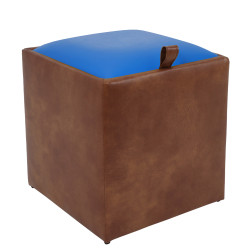 Taburet Box - imitatie piele coniac/albastru - 8070/21898 Taburet Box - imitatie piele coniac/albastru - 8070/21898