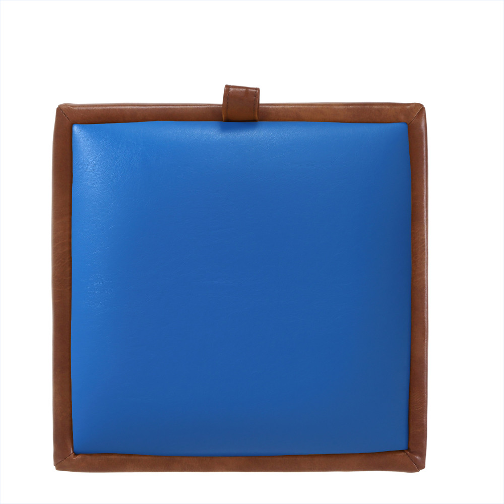 Taburet Box - imitatie piele coniac/albastru - 8070/21898 Taburet Box - imitatie piele coniac/albastru - 8070/21898