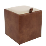 Taburet Box - imitatie piele coniac/crem - 8070/21834