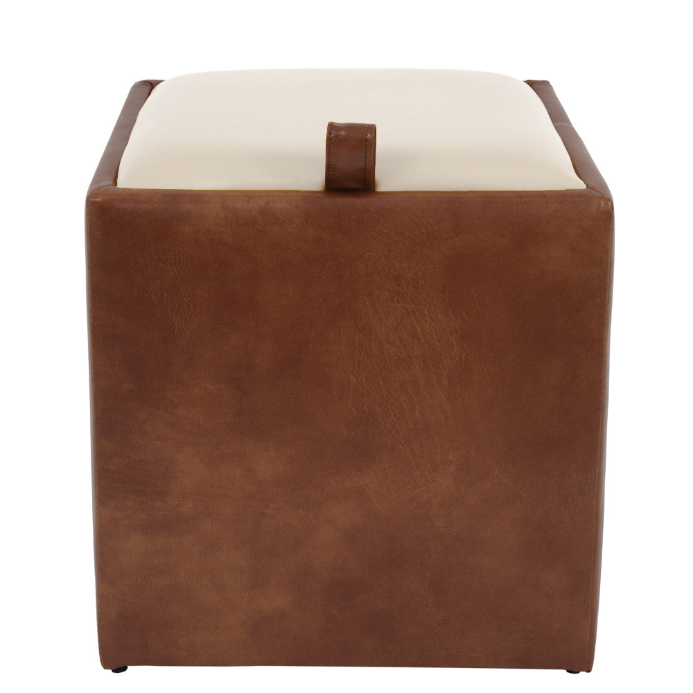 Taburet Box - imitatie piele coniac/crem - 8070/21834 Taburet Box - imitatie piele coniac/crem - 8070/21834