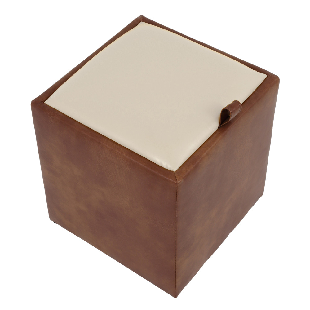 Taburet Box - imitatie piele coniac/crem - 8070/21834 Taburet Box - imitatie piele coniac/crem - 8070/21834