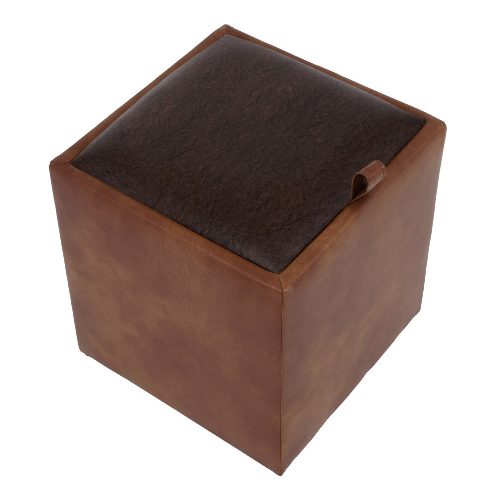 Taburet Box - imitatie piele coniac/maro - 8070/15611 Taburet Box - imitatie piele coniac/maro - 8070/15611