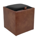 Taburet Box - imitatie piele coniac/negru - 8070/21901