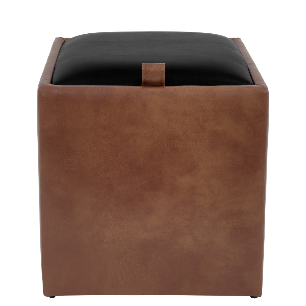 Taburet Box - imitatie piele coniac/negru - 8070/21901 Taburet Box - imitatie piele coniac/negru - 8070/21901