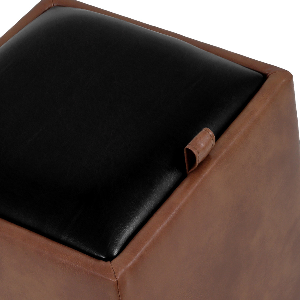 Taburet Box - imitatie piele coniac/negru - 8070/21901 Taburet Box - imitatie piele coniac/negru - 8070/21901