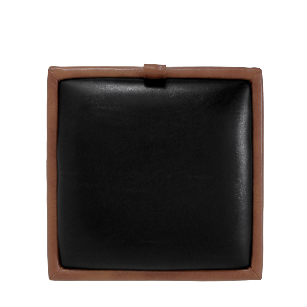 Taburet Box - imitatie piele coniac/negru - 8070/21901 Taburet Box - imitatie piele coniac/negru - 8070/21901