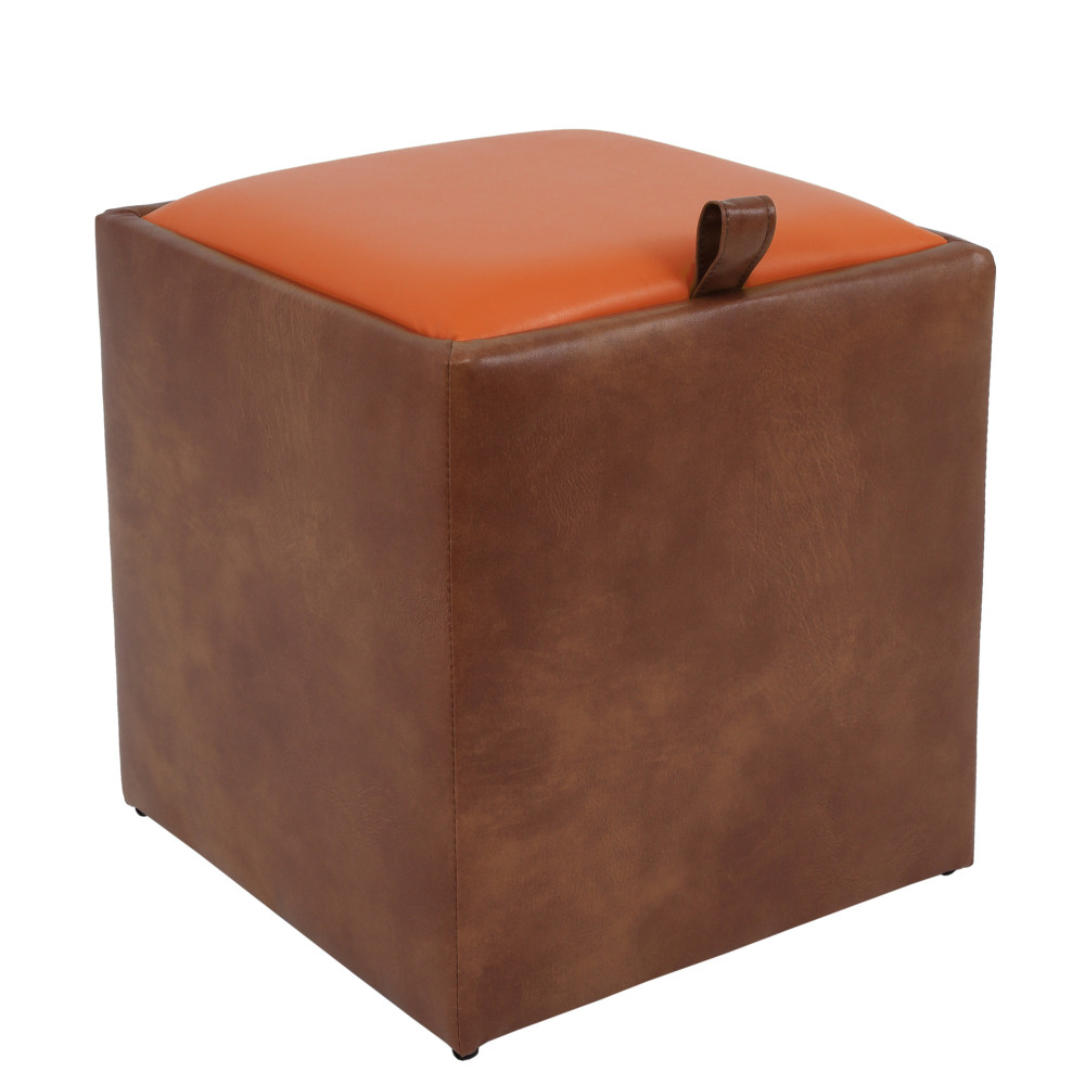 Taburet Box - imitatie piele coniac/portocaliu - 8070/21895 Taburet Box - imitatie piele coniac/portocaliu - 8070/21895