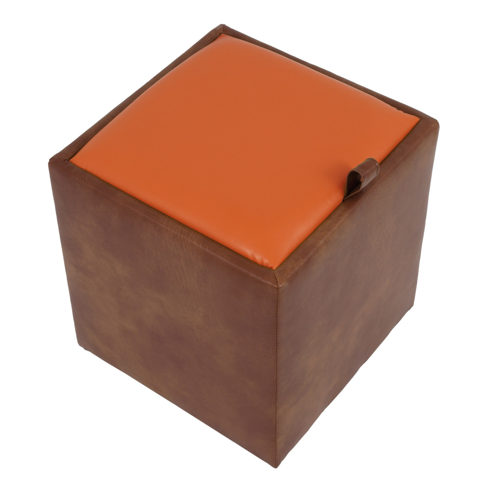 Taburet Box - imitatie piele coniac/portocaliu - 8070/21895 Taburet Box - imitatie piele coniac/portocaliu - 8070/21895