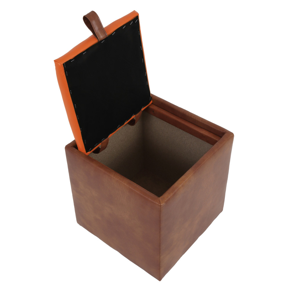 Taburet Box - imitatie piele coniac/portocaliu - 8070/21895 Taburet Box - imitatie piele coniac/portocaliu - 8070/21895