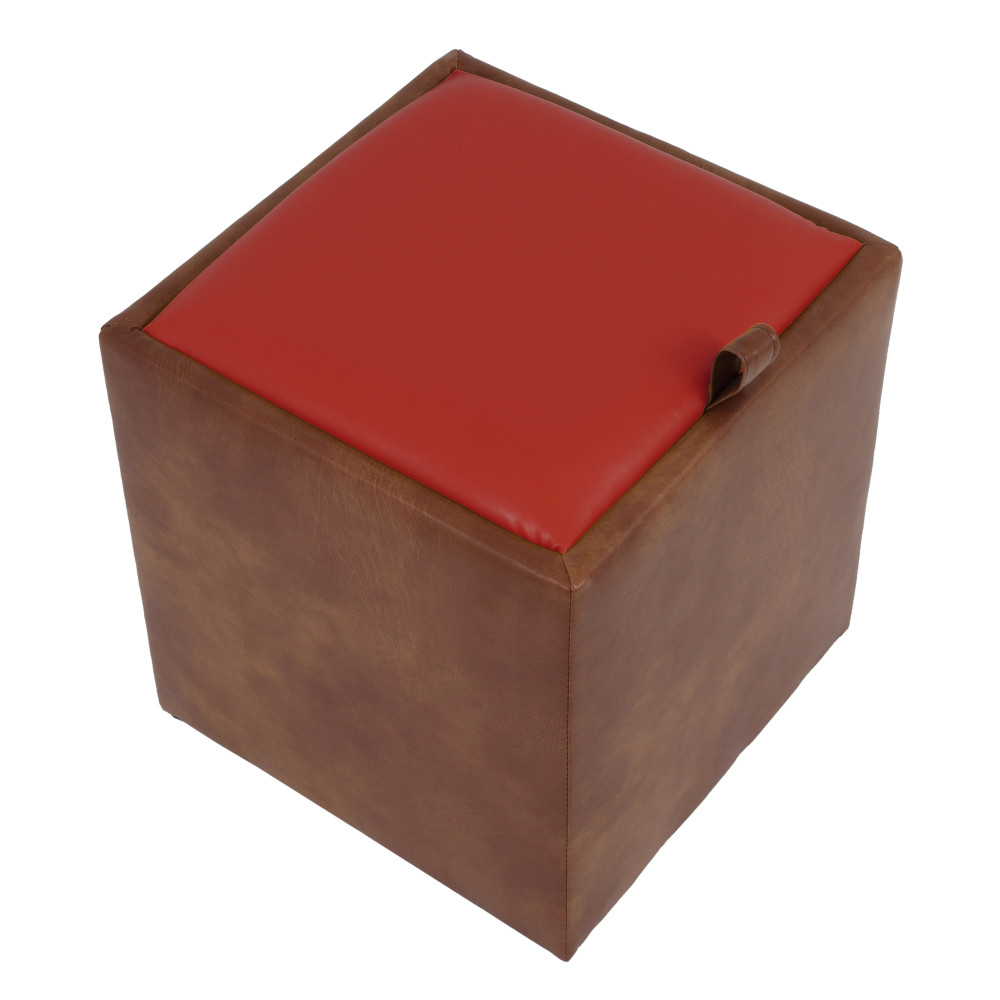 Taburet Box - imitatie piele coniac/rosu - 8070/21900 Taburet Box - imitatie piele coniac/rosu - 8070/21900