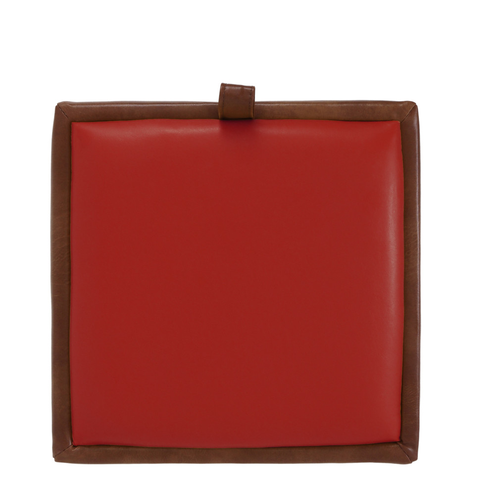 Taburet Box - imitatie piele coniac/rosu - 8070/21900 Taburet Box - imitatie piele coniac/rosu - 8070/21900