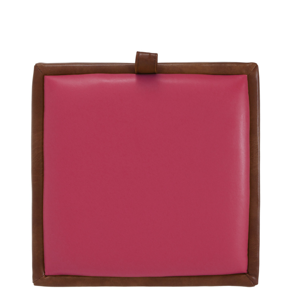 Taburet Box - imitatie piele coniac/roz - 8070/21896 Taburet Box - imitatie piele coniac/roz - 8070/21896