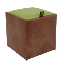 Taburet Box - imitatie piele coniac/verde - 8070/21899 Taburet Box - imitatie piele coniac/verde - 8070/21899